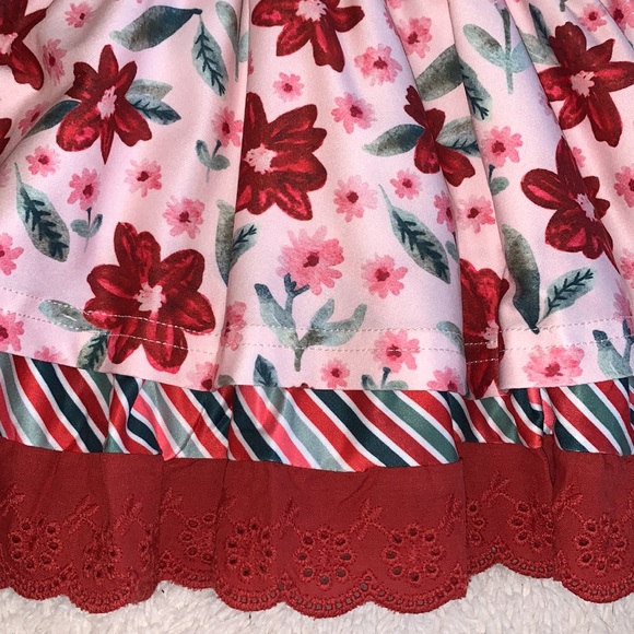 NWT Cheeky Plum Myra Dress 6-12M Poinsettia Parade Red & White Floral - Picture 5 of 12